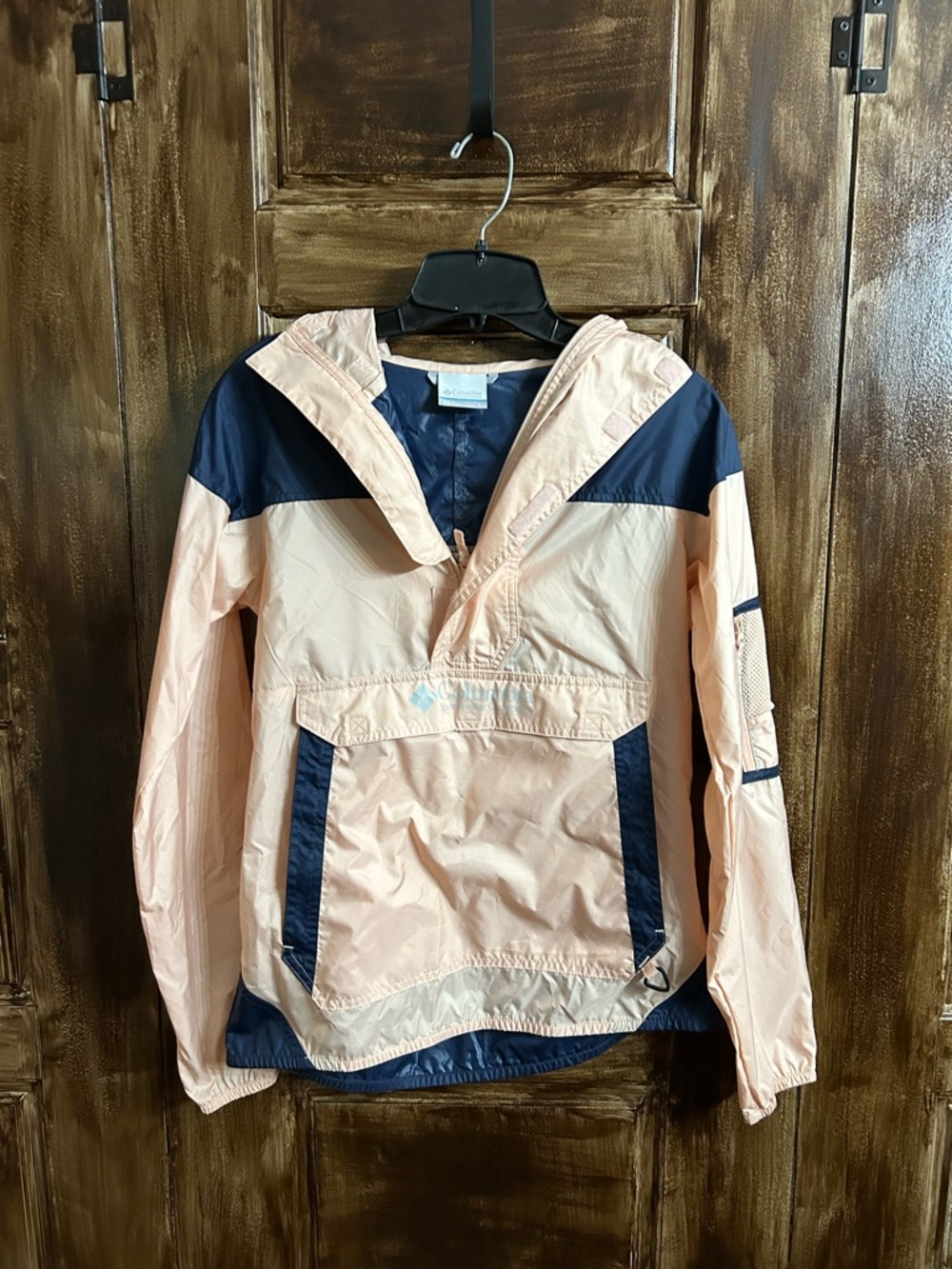 Columbia Hooded Jacket in Blush Pink and Navy Lining NWT